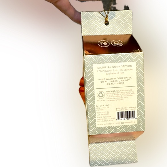 KITSCH HOLIDAY ORNAMENT 3 PC SATIN SCRUNCHES SET HAIR PONYTAIL PINK GREEN CORAL - Picture 5 of 9